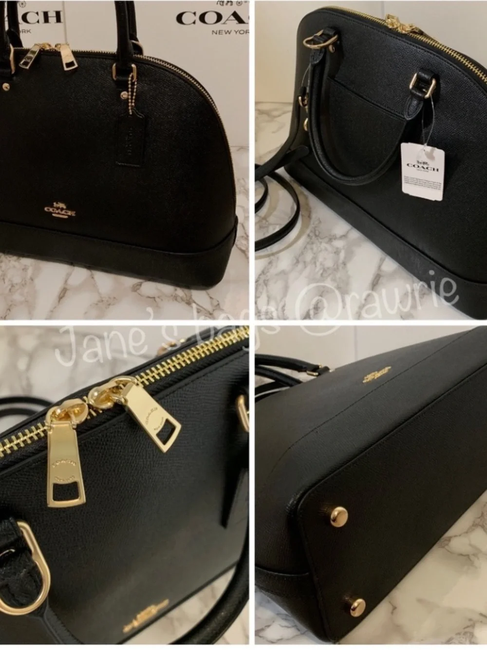 Coach Black‎ Leather Sierra Black Satchel with Gold Hardware